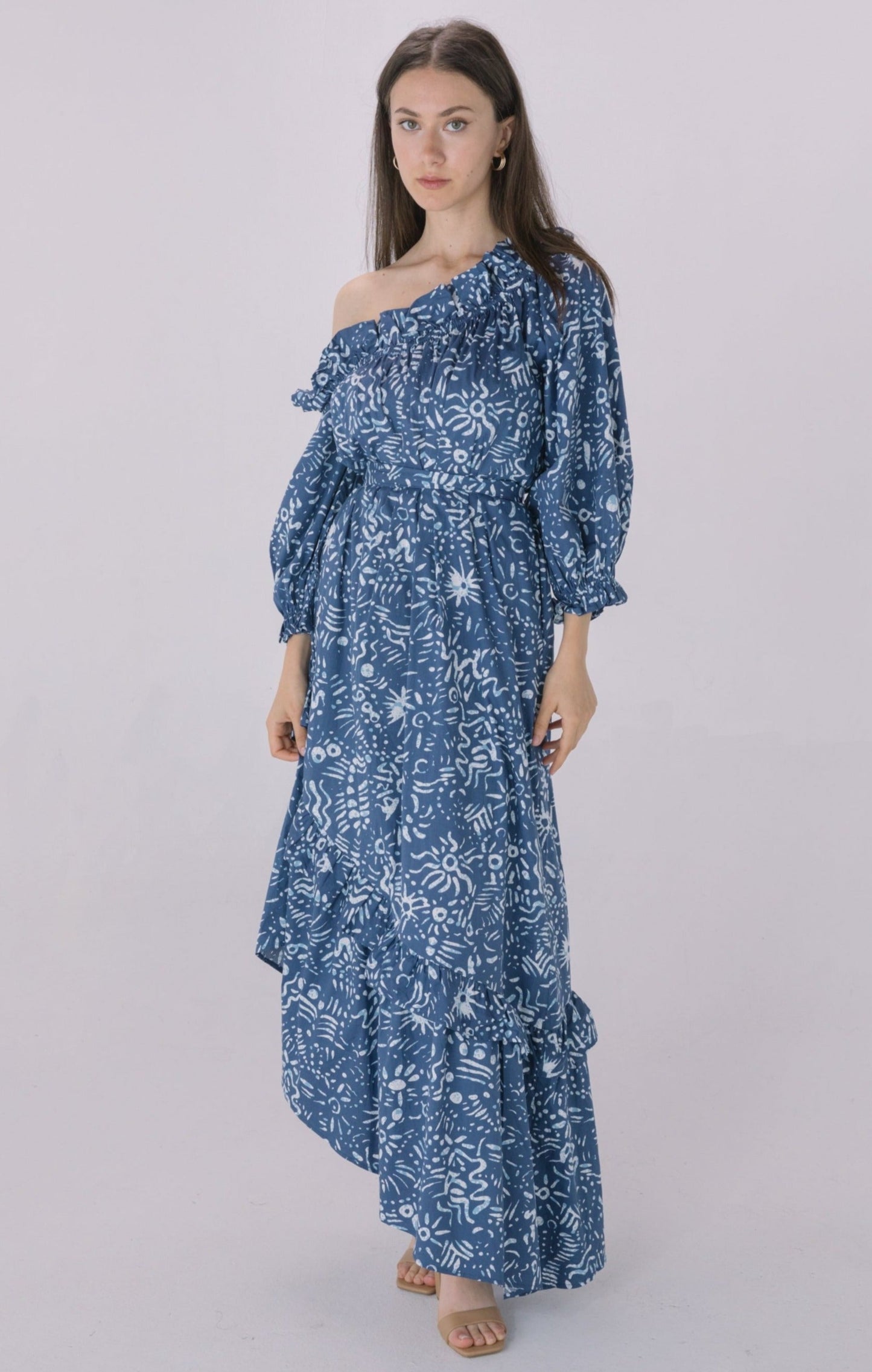 Poplin Printed One Shoulder Dress Poplin Printed One Shoulder Dress