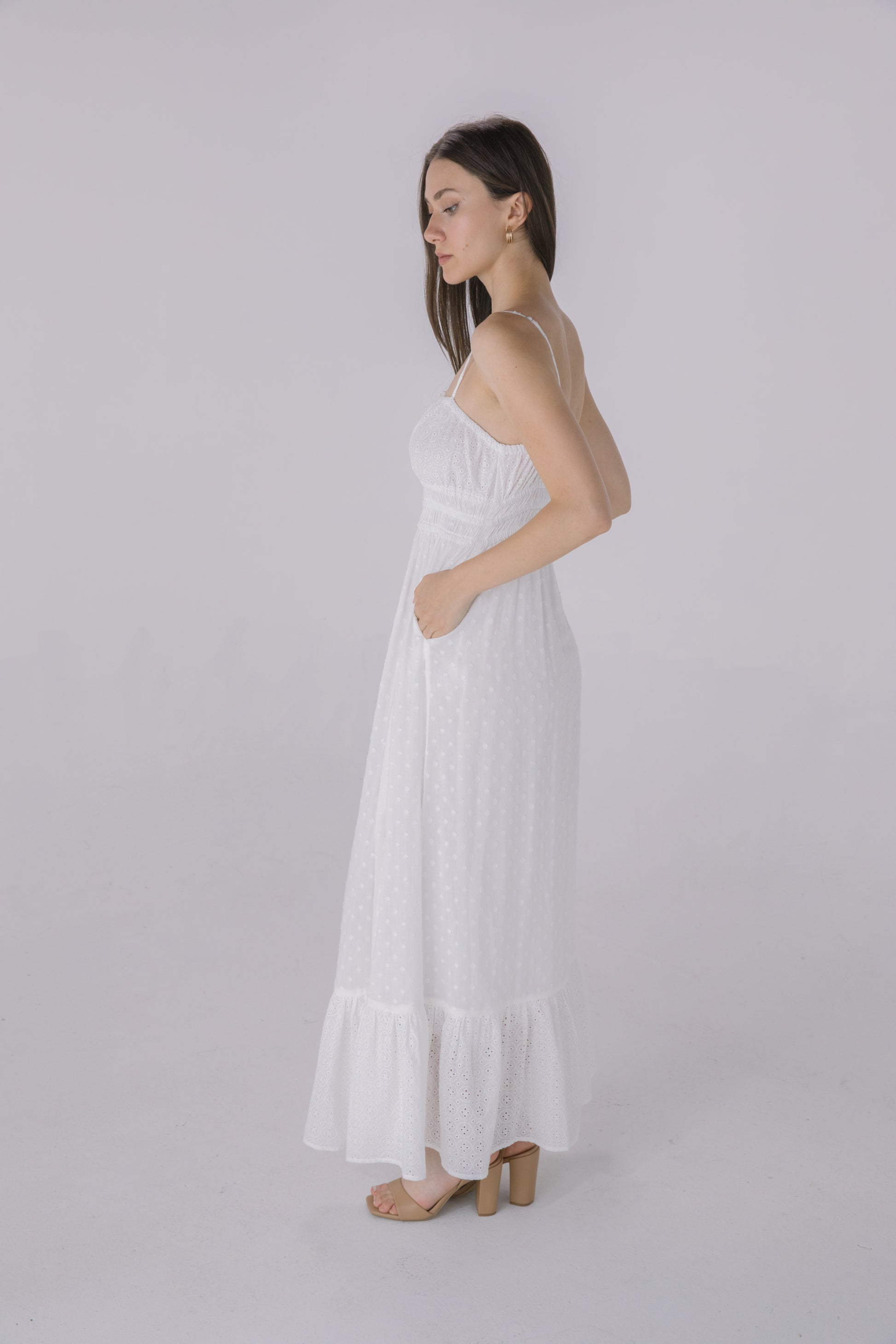 casual ivory dress Drawstring Dress, Beige Ivory, Size 8 1x Women Dress Ivory Eyelet Casual Dress