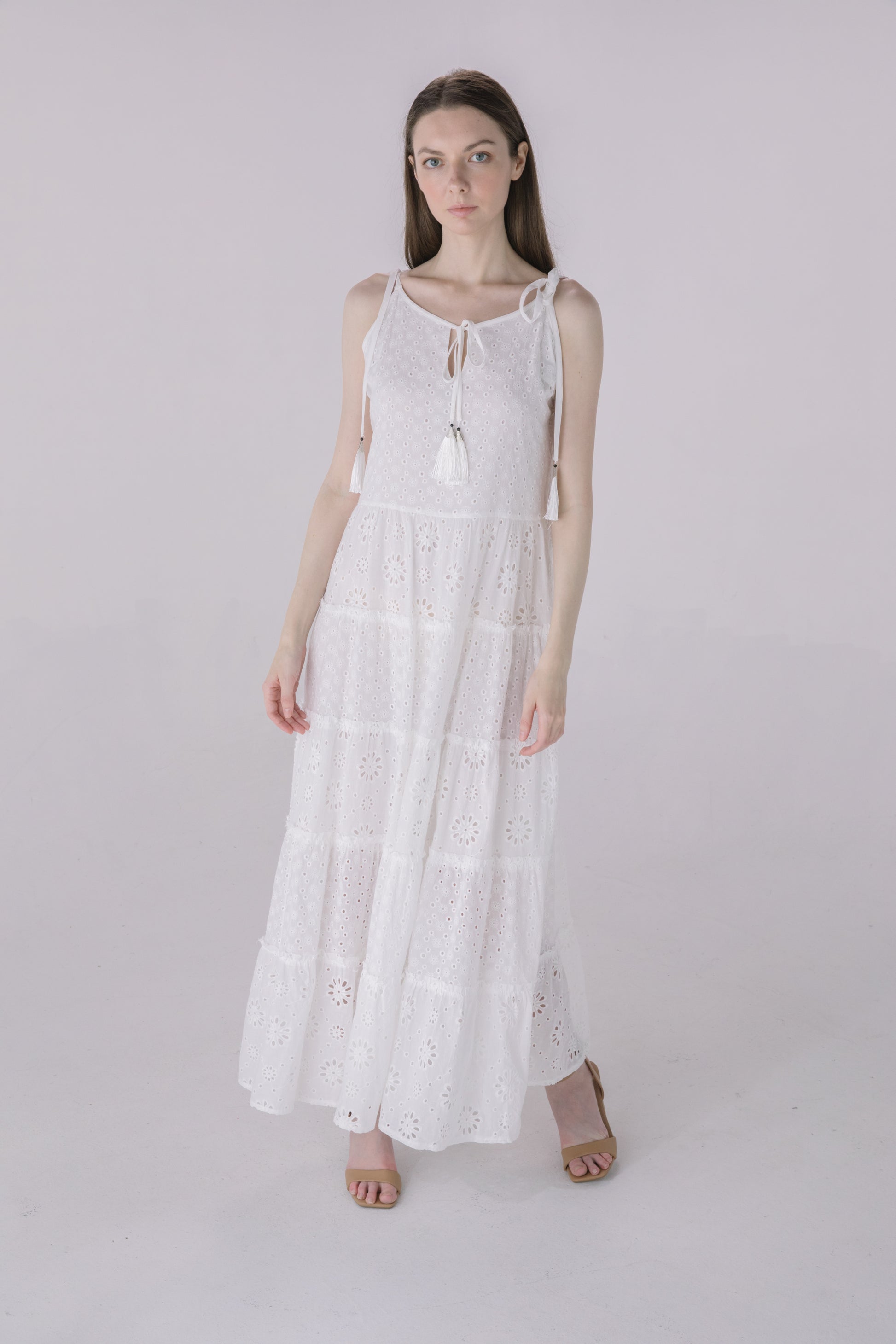 Ivory Eyelet Tiered Maxi Dress Ivory Eyelet Tiered Maxi Dress