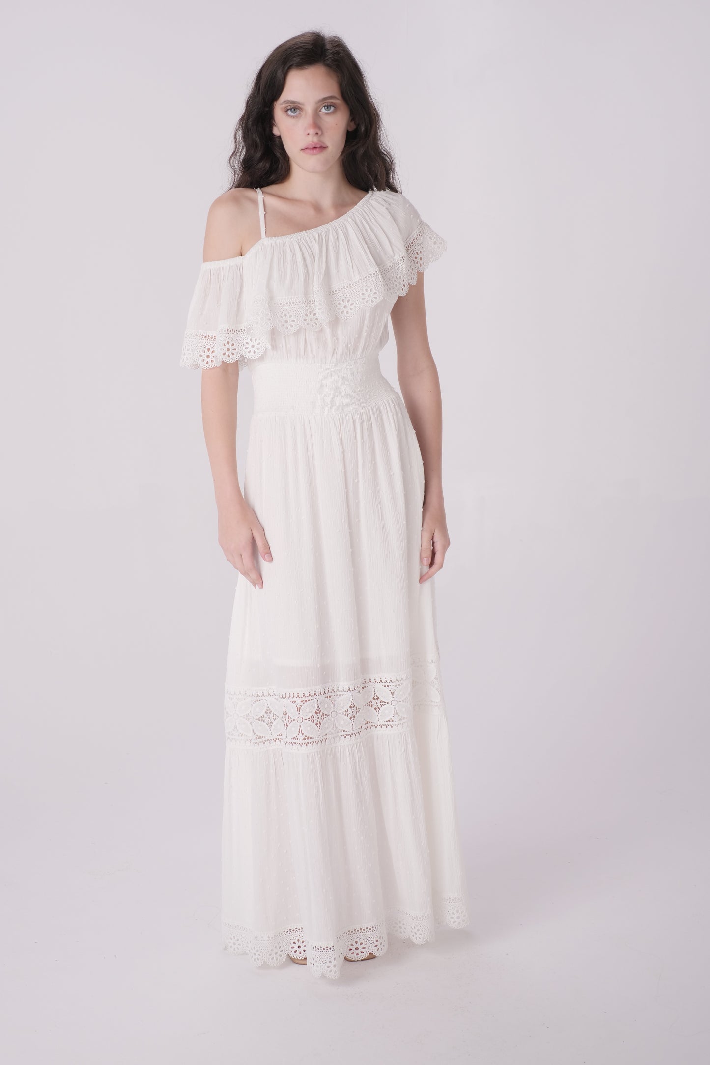 Ivory One Shoulder Maxi Dress
