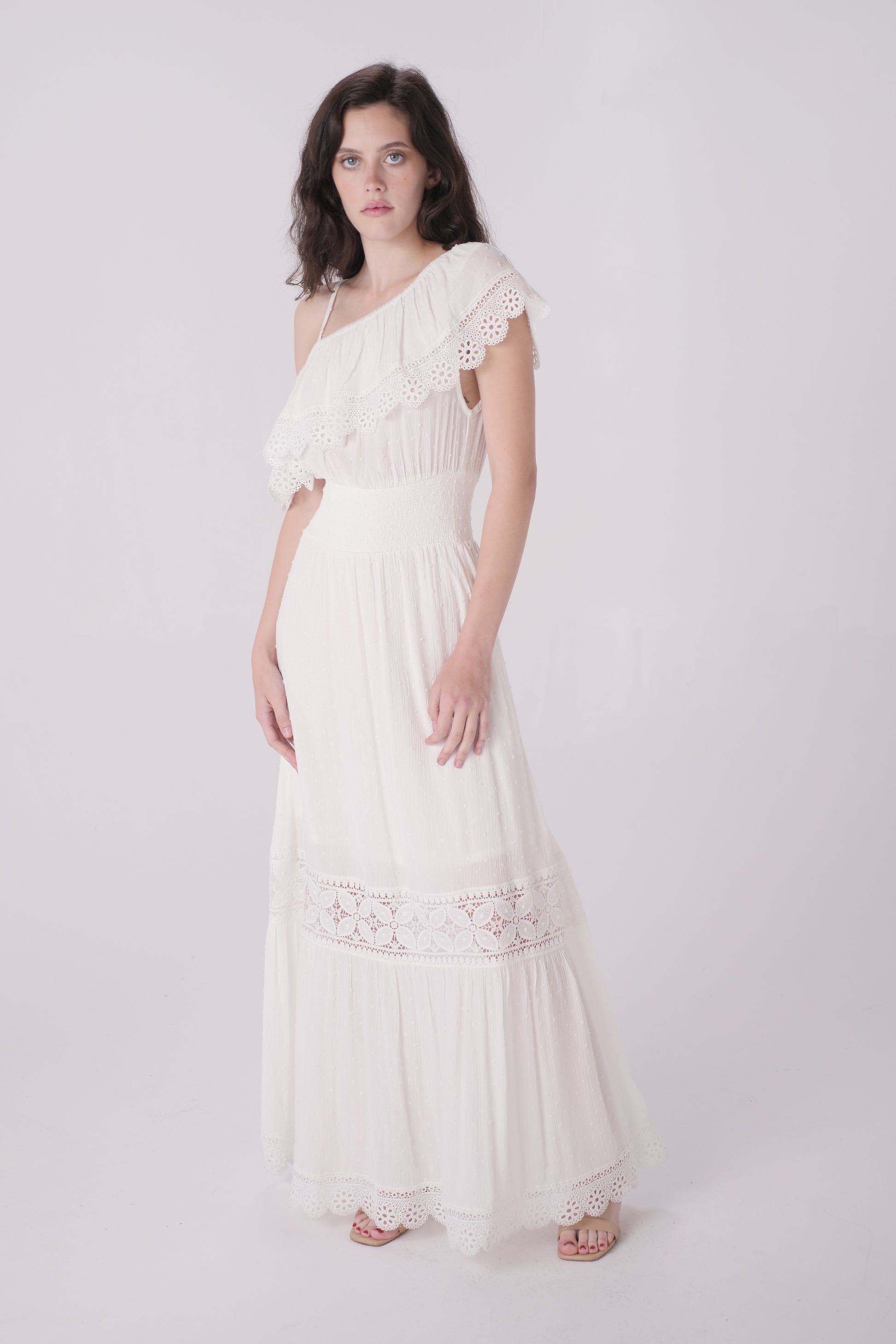 Ivory One Shoulder Maxi Dress – Solitaire