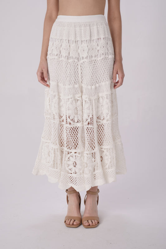 White Lace Crochet Skirt