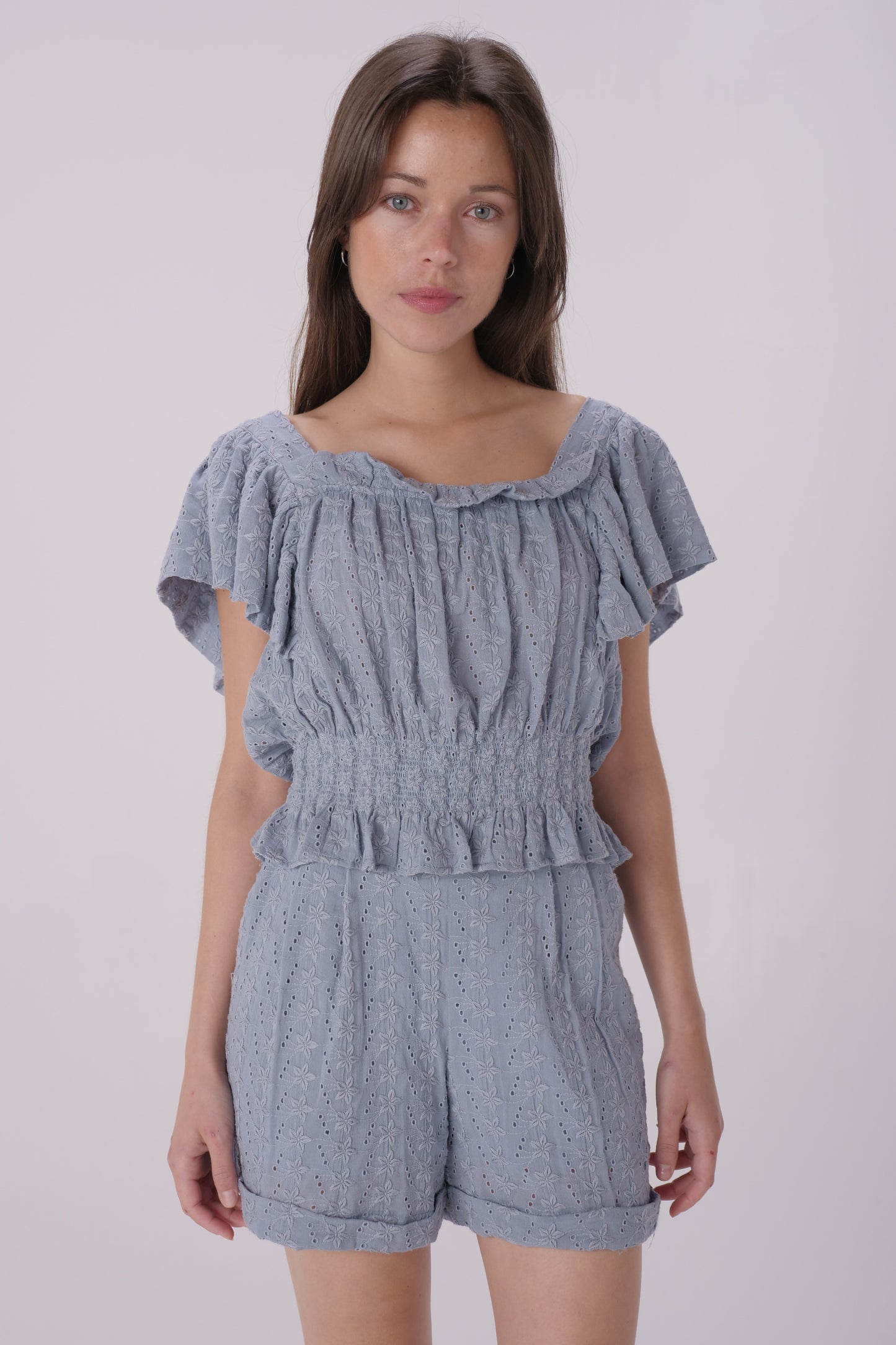 Soft Blue Pleated Short