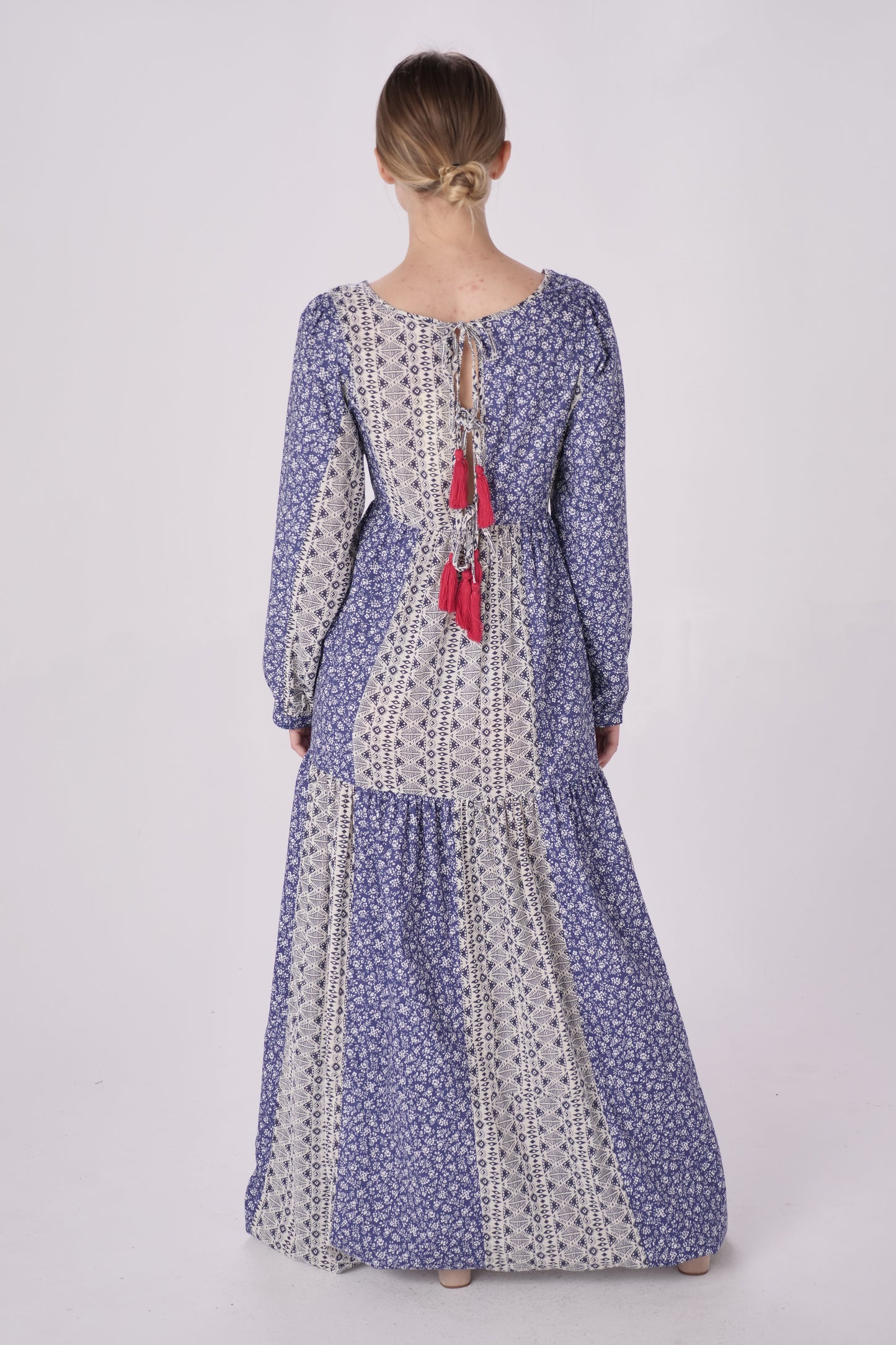 Navy/Beige Twin Printed Oversized Dress