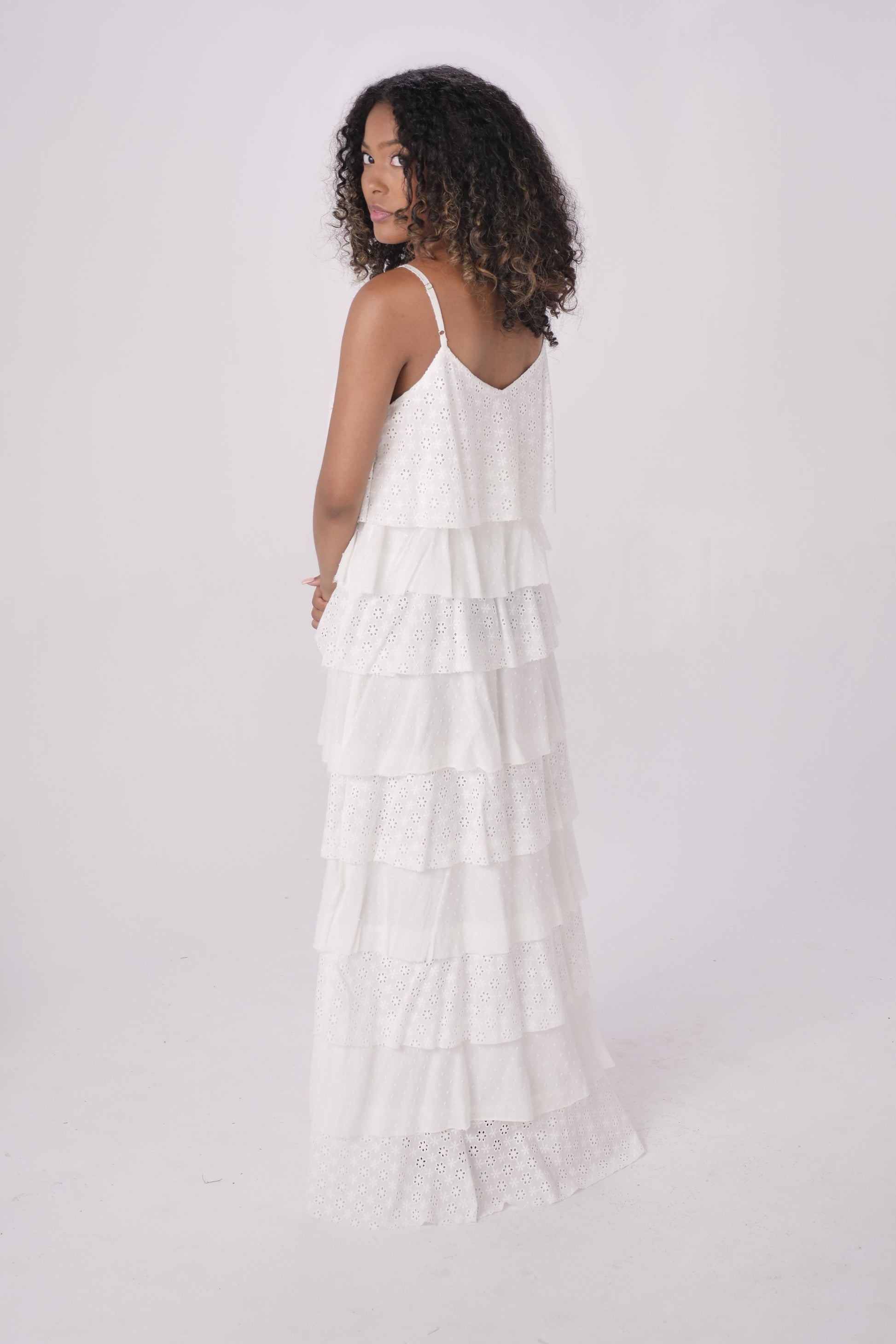 Ivory Tiered Eyelet Maxi Dress Solitaire Ivory Tiered Eyelet Maxi Dress Solitaire
