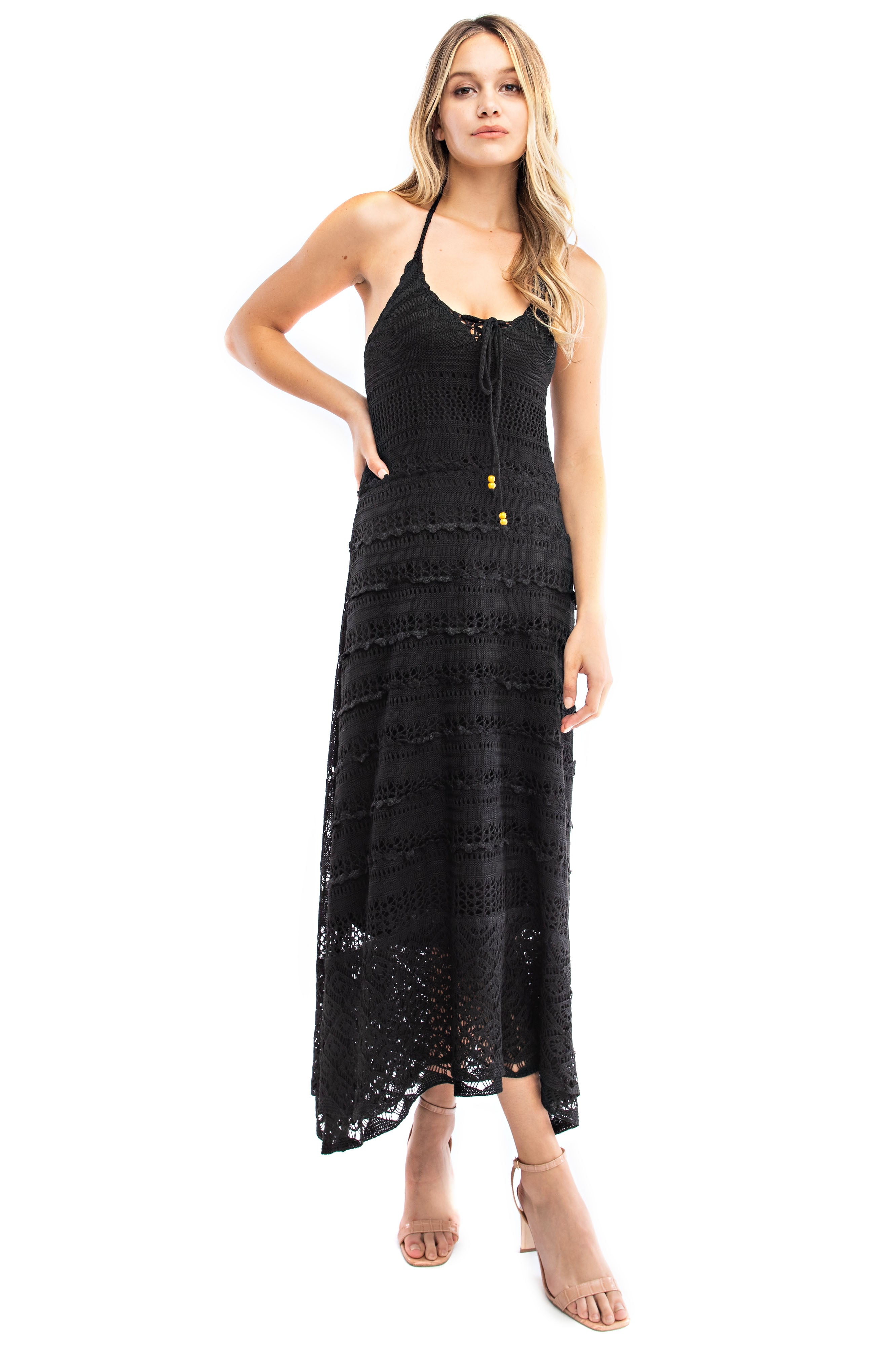 Black Crochet Knit Dress – Solitaire